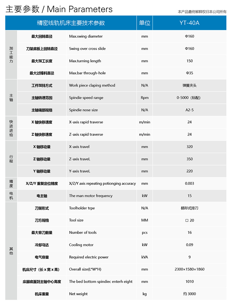 走心式车铣复合数控机床 YT-40A